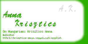 anna krisztics business card